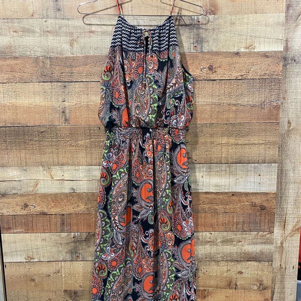 New With Tags EnFocus Paisley Maxi Dress With Spaghetti Straps Size 14W